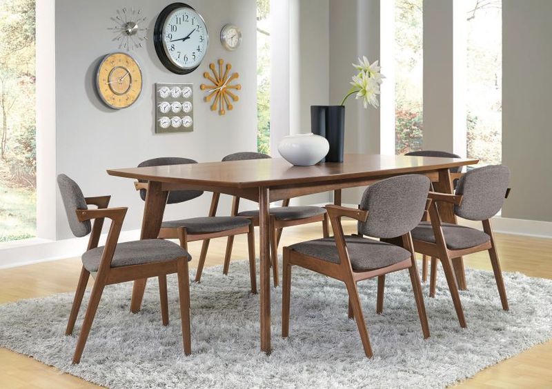 Malone - 7 Piece Rectangular Dining Set - Dark Walnut And Gray