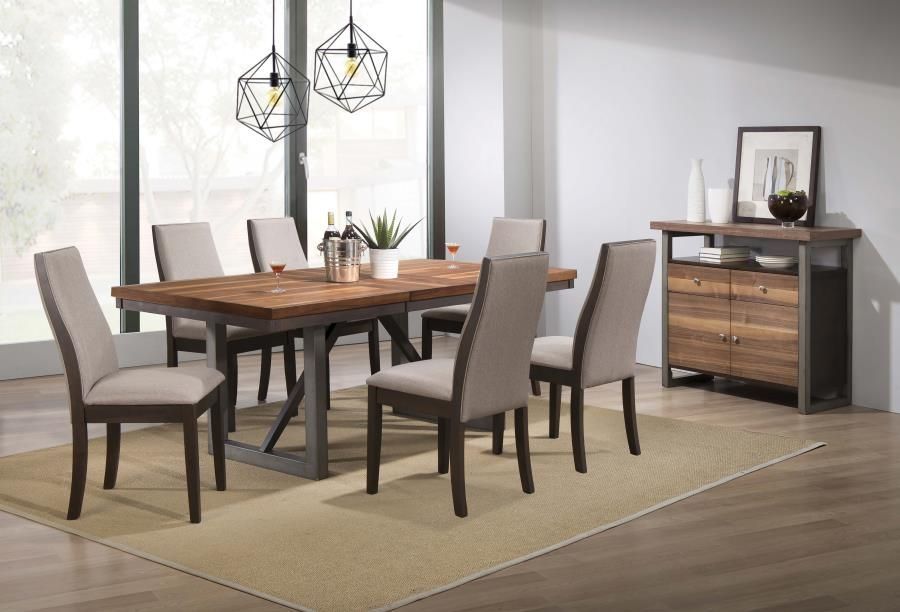 Spring Creek - 5 Piece Dining Room Set - Natural Walnut And Taupe