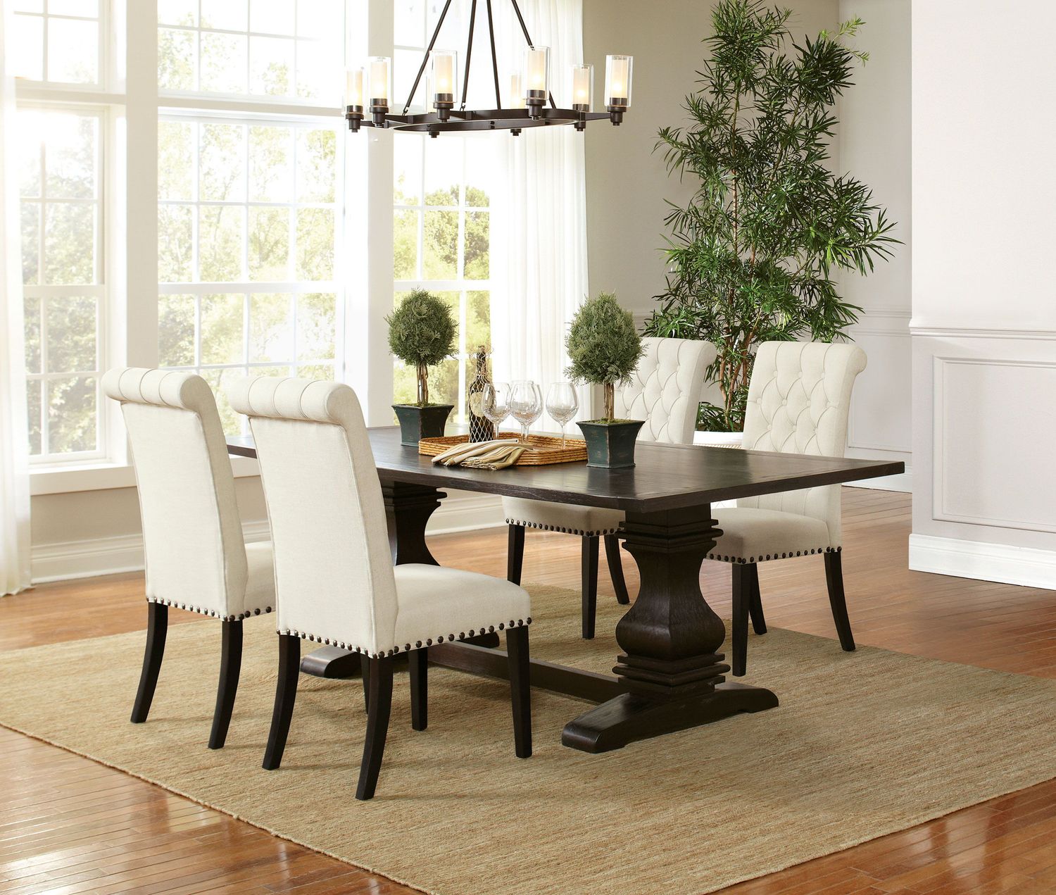 Parkins - 5 Piece Traditional Dining Set - Rustic Espresso / White