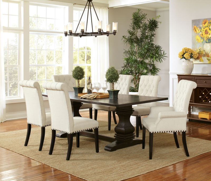 Parkins - 7 Piece Traditional Dining Set - Rustic Espresso / White