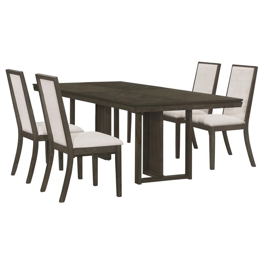 Kelly - 5 Piece Rectangular Dining Table Set - Beige And Dark Gray