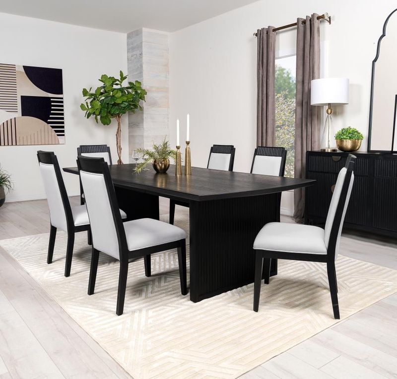 Brookmead - 7 Piece Rectangular Dining Set With 18" Removable Extension Leaf - Black