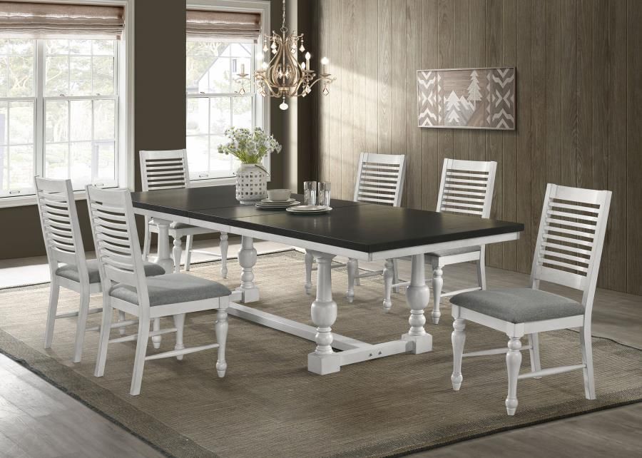 Aventine - 7-Piece Rectangular Dining Set - Charcoal And Vintage Chalk