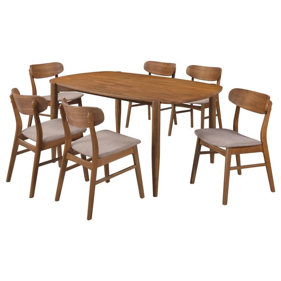 Dortch - 7 Piece Oval Solid Wood Dining Set - Walnut