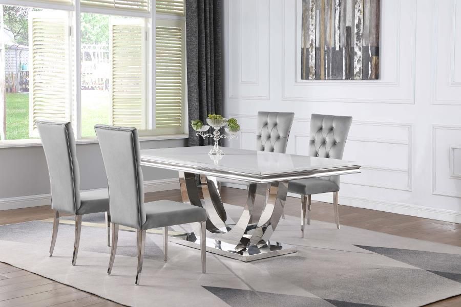 Kerwin - 5 Piece Dining Room Set - Gray And Chrome