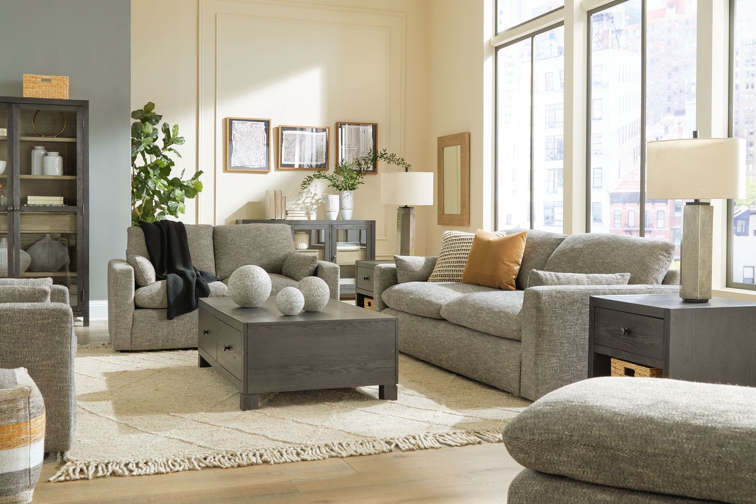 Dramatic - Granite - 4 Pc. - Sofa, Loveseat, Chair And A Half, Ottoman