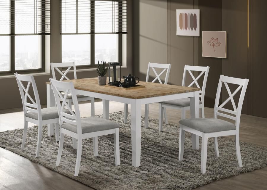 Hollis - 7 Piece Dining Set - Brown And White