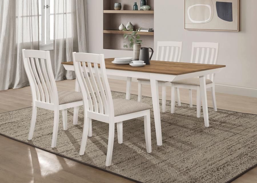 Nogales - 5 Piece Dining Set - Natural Acacia / White