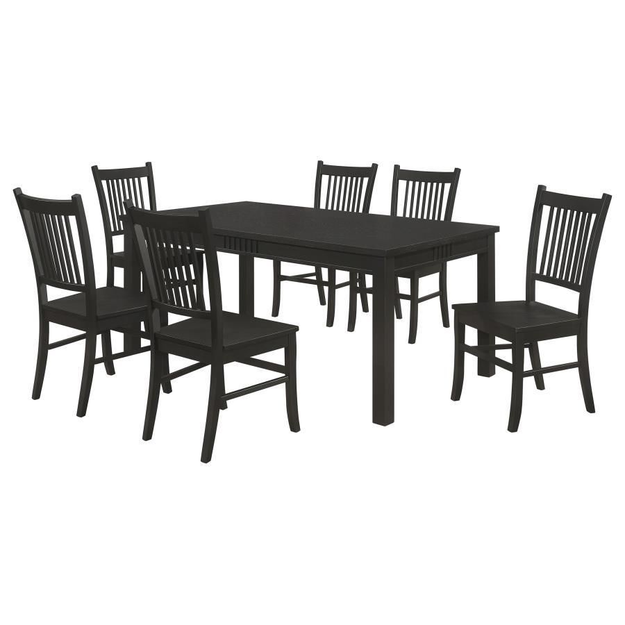 Marbrisa - 7 Piece Rectangular Dining Table Set - Matte Black