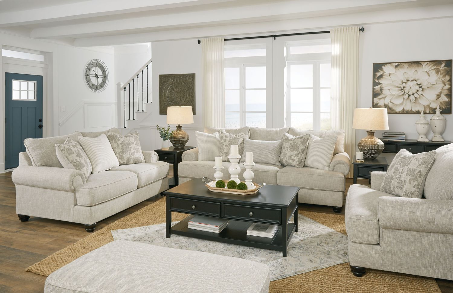 Asanti - Fog - 4 Pc. - Sofa, Loveseat, Chair And A Half, Ottoman