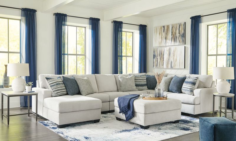 Lowder - Stone - 6 Pc. - Left Arm Facing Corner Chaise 5 Pc Sectional, Ottoman