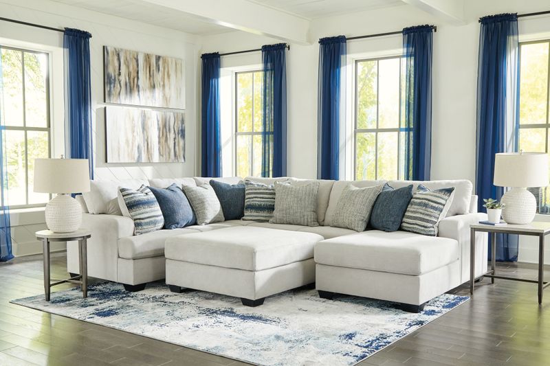Lowder - Stone - 5 Pc. - Right Arm Facing Corner Chaise 4 Pc Sectional, Ottoman
