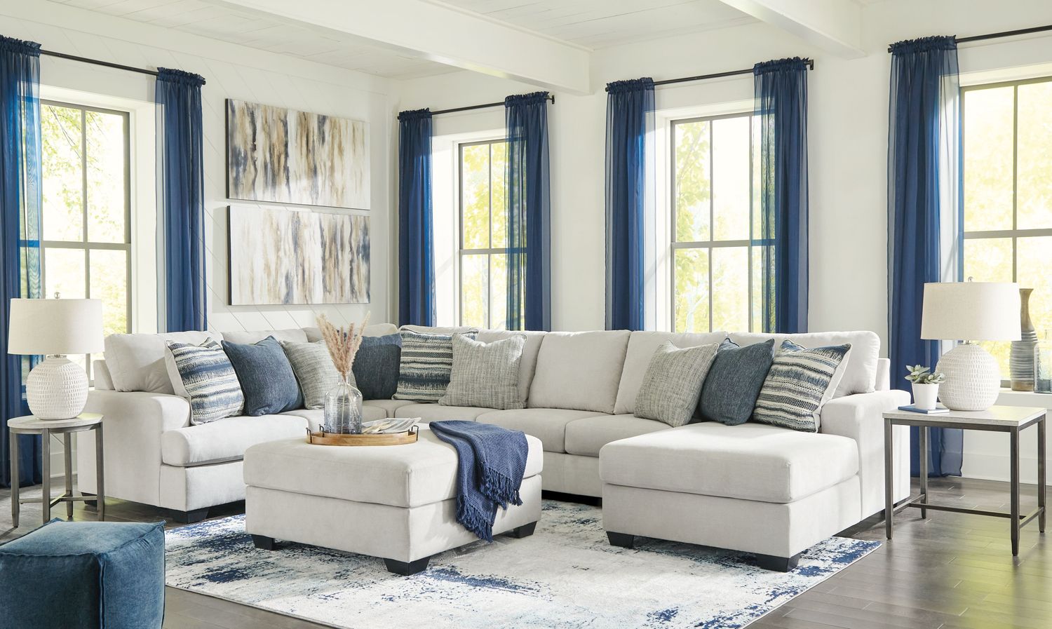 Lowder - Stone - 5 Pc. - 4-Piece Sectional With Raf Corner Chaise, Ottoman