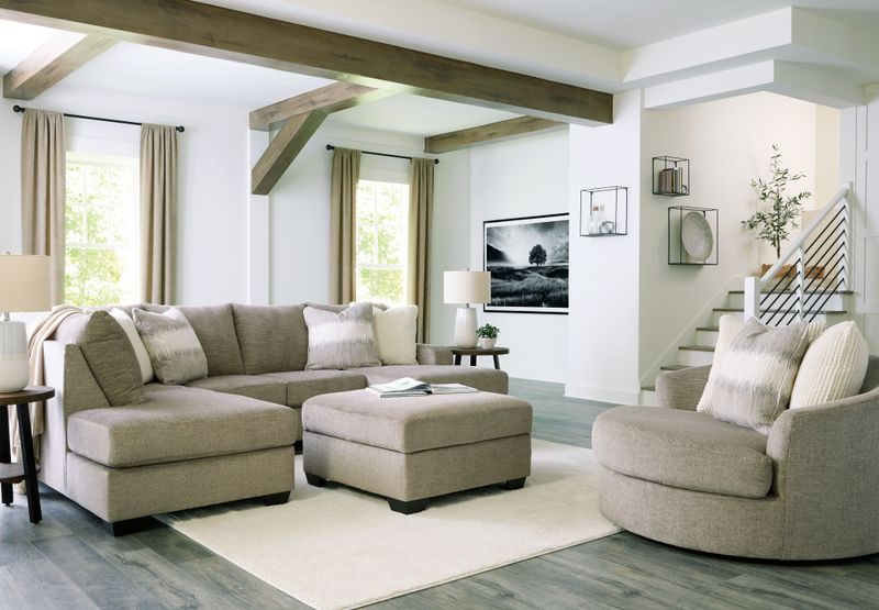 Creswell - Stone - 4 Pc. -left Arm Facing Corner Chaise 2 Pc Sectional, Accent Chair, Ottoman