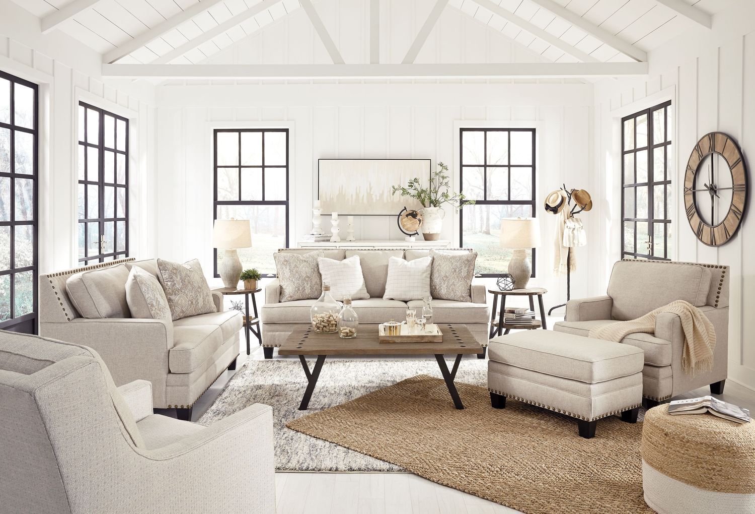 Claredon - Linen - 4 Pc. - Sofa, Loveseat, Chair, Ottoman