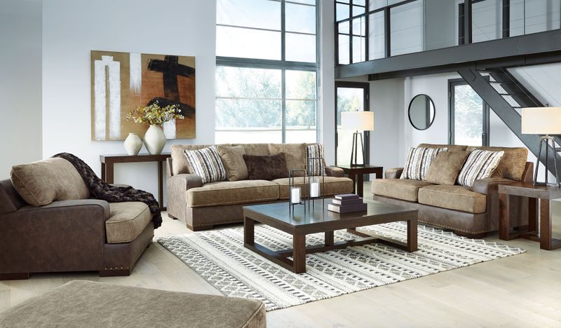 Alesbury - Chocolate - 4 Pc. - Sofa, Loveseat, Chair And A Half, Ottoman