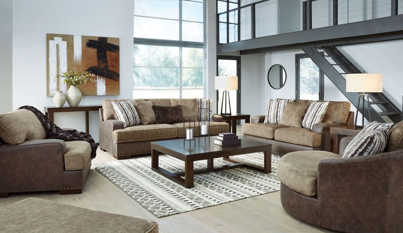 Alesbury - Chocolate - 5 Pc. - Sofa, Loveseat, Chair And A Half, Accent Chair, Ottoman