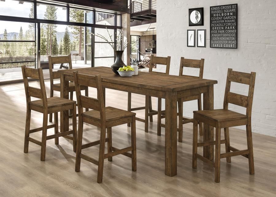 Coleman - 7 Piece Counter Height Dining Set - Rustic Golden Brown