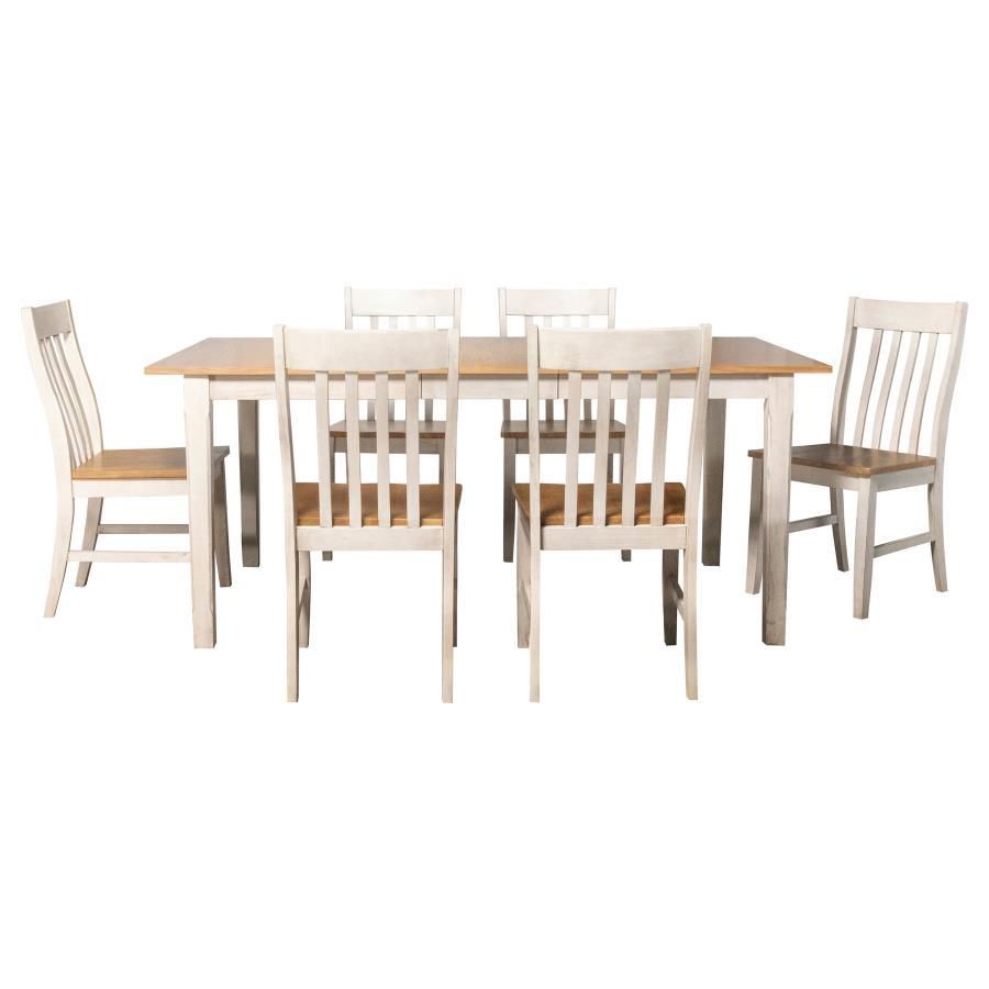 Kirby - 7 Piece Dining Set - Natural And Rustic Off White