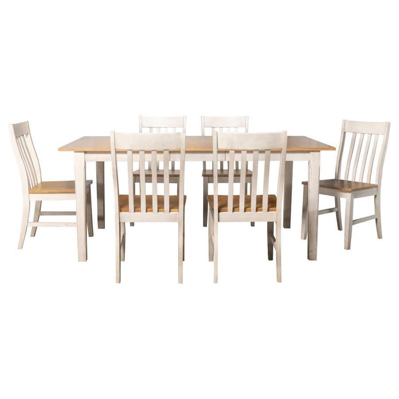 Kirby - 7 Piece Dining Set - Natural And Rustic Off White