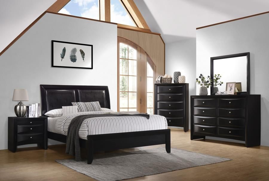 Briana - 5 Piece California King Panel Bedroom Set With Sleigh Headboard - Black