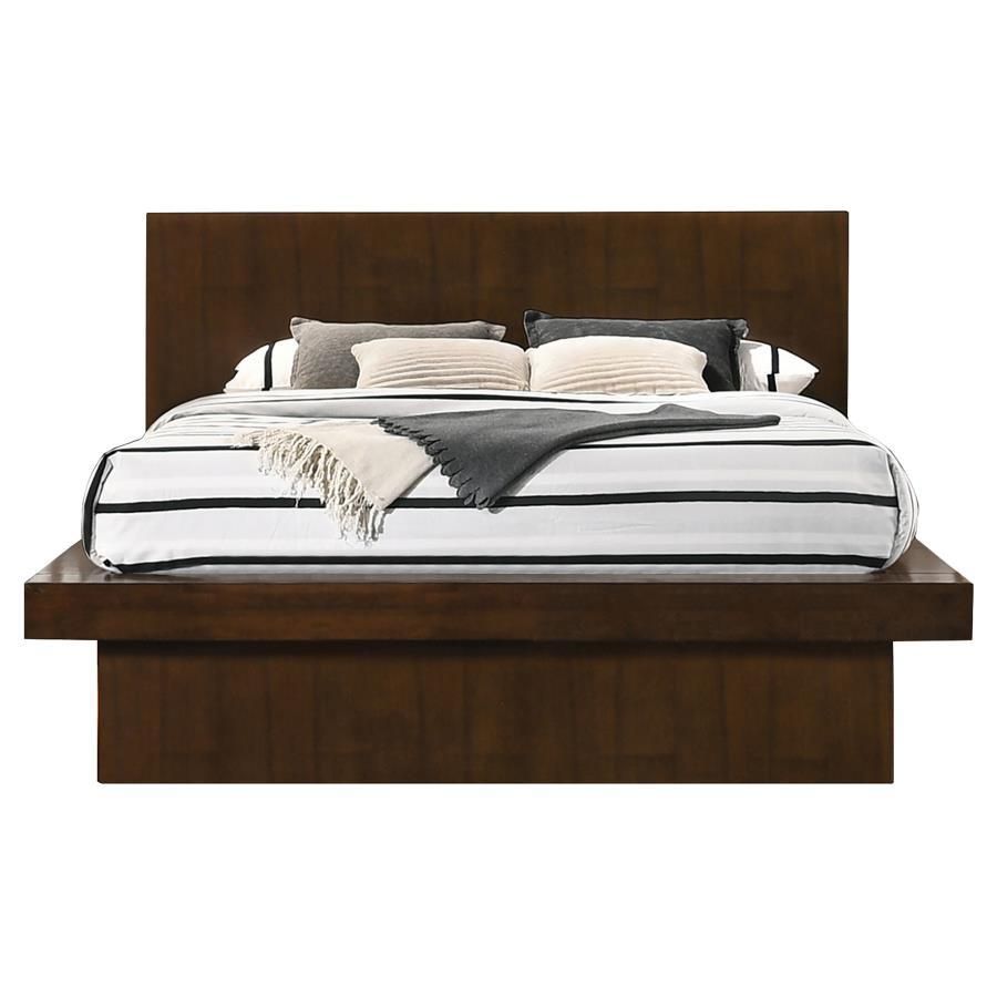 Jessica - California King Platform Bed With Rail Seating - Cappuccino