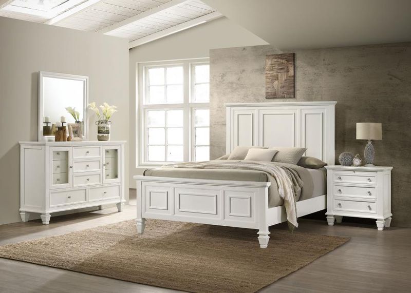 Sandy Beach - 4 Piece California King Bedroom Set With High Headboard - Buttermilk