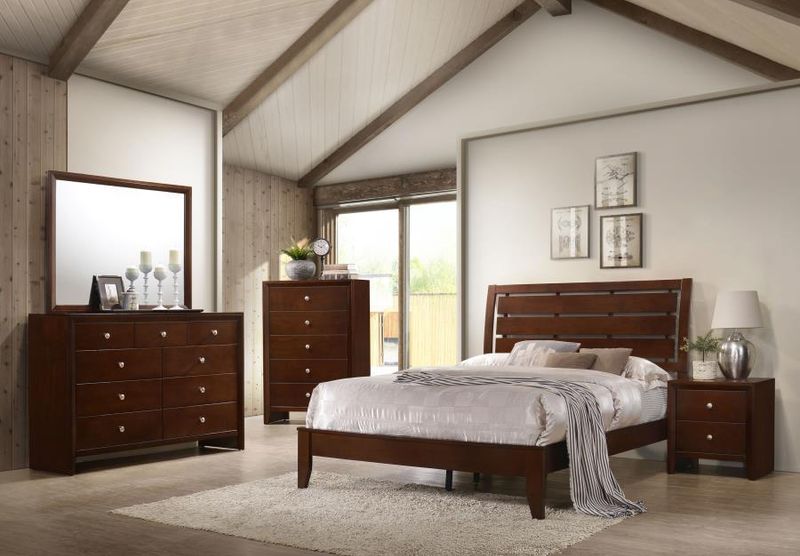 Serenity - 4 Piece Full Panel Bedroom Set - Rich Merlot