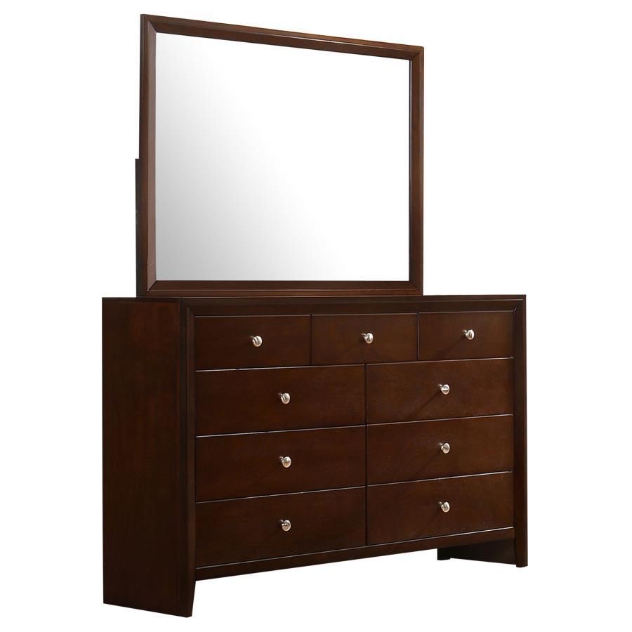 Serenity - Rectangular 9-Drawer Dresser With Mirror - Rich Merlot