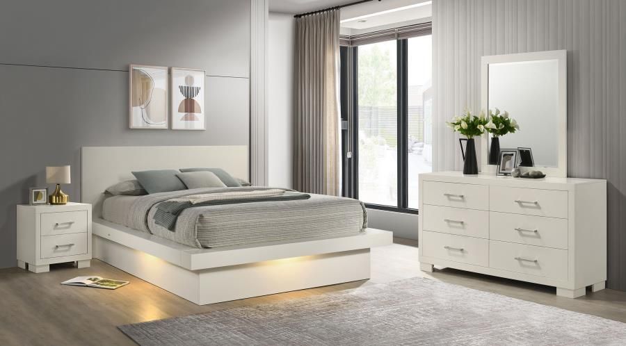 Jessica - 4 Piece Queen Minimalistic Platform Bedroom Set - White