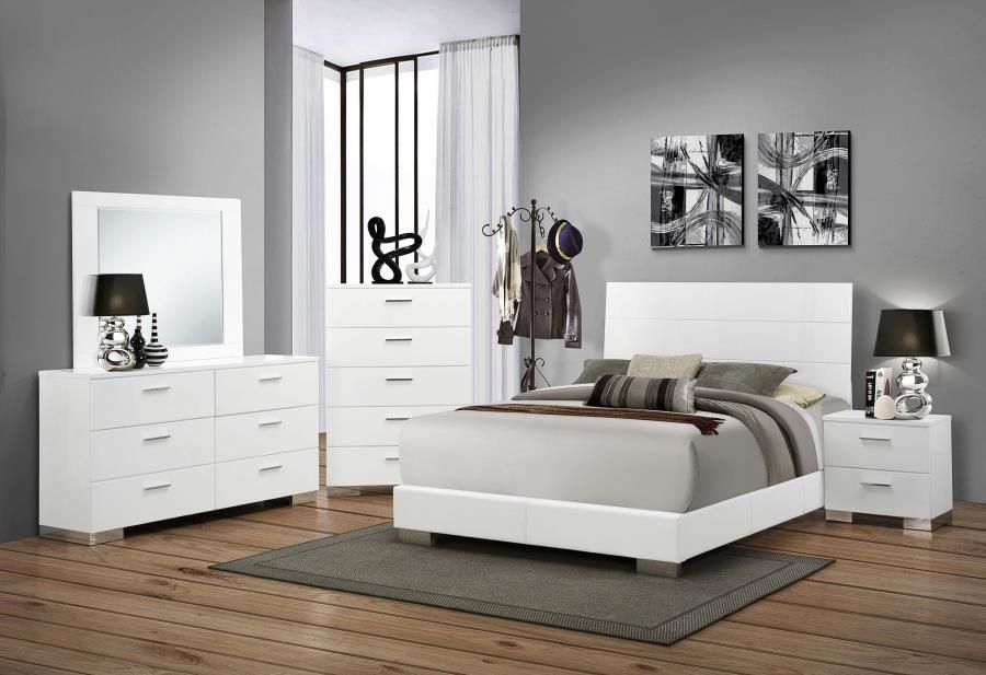 Felicity - 5 Piece Queen Bedroom Set - Glossy White