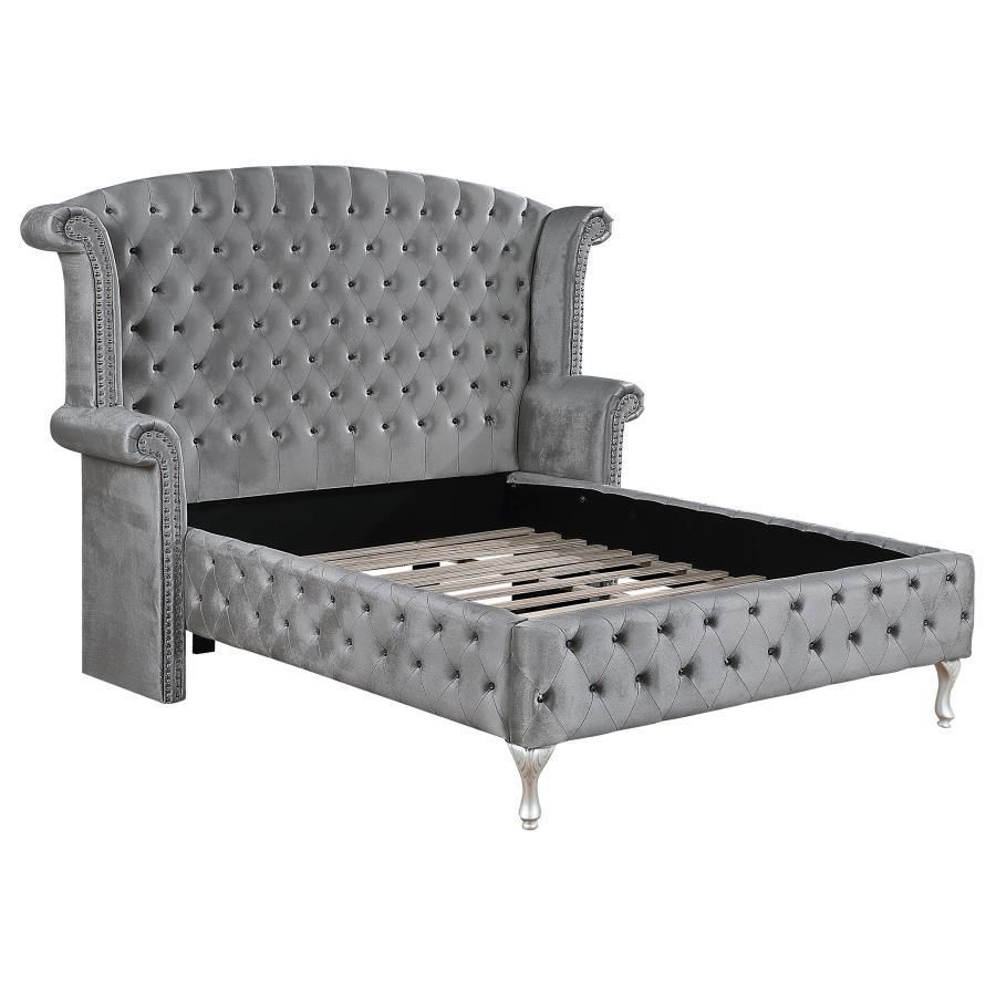 Deanna - Queen Tufted Upholstered Bed - Gray