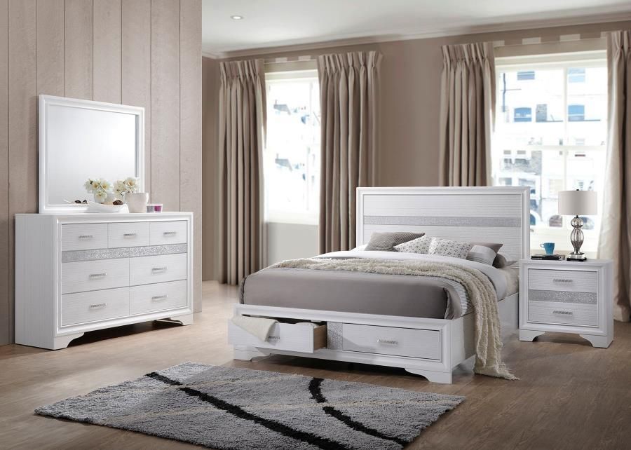 Miranda - 4 Piece Queen Platform Storage Bedroom Set - White