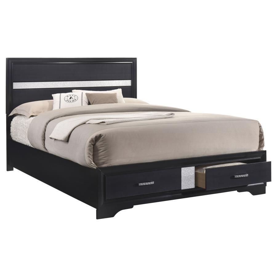 Miranda - Queen 2-Drawer Storage Bed - Black