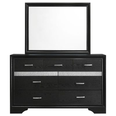 Miranda - 7-Drawer Dresser With Mirror - Black And Rhinestone