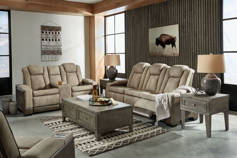 Next-gen Durapella - Sand - 3 Pc. - Power Sofa, Loveseat, Recliner