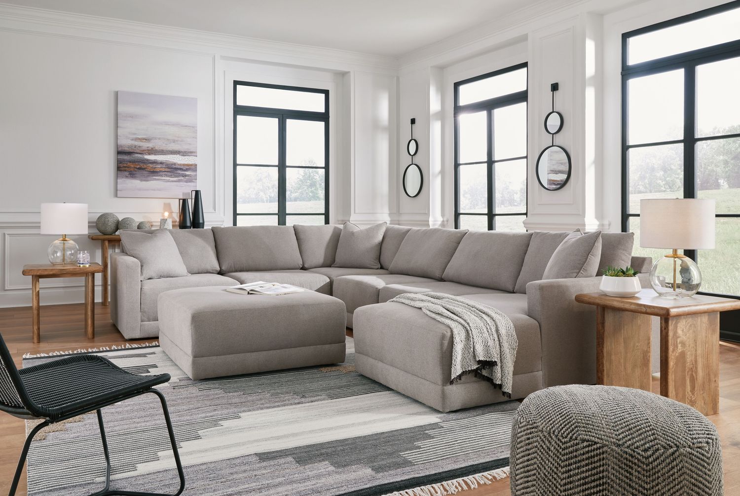 Katany - Shadow - 7 Pc. - Right Arm Facing Corner Chaise 6 Pc Sectional, Ottoman