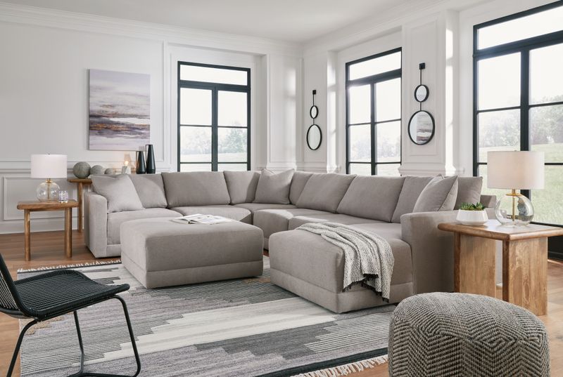 Katany - Shadow - 7 Pc. - Right Arm Facing Corner Chaise 6 Pc Sectional, Ottoman