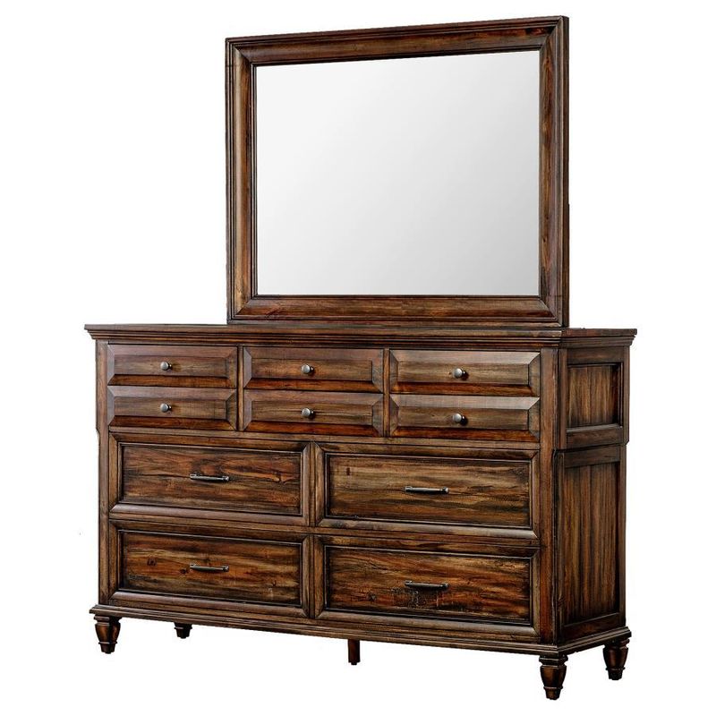 Avenue - 8-Drawer Dresser With Mirror - Weathered Burnished Brown