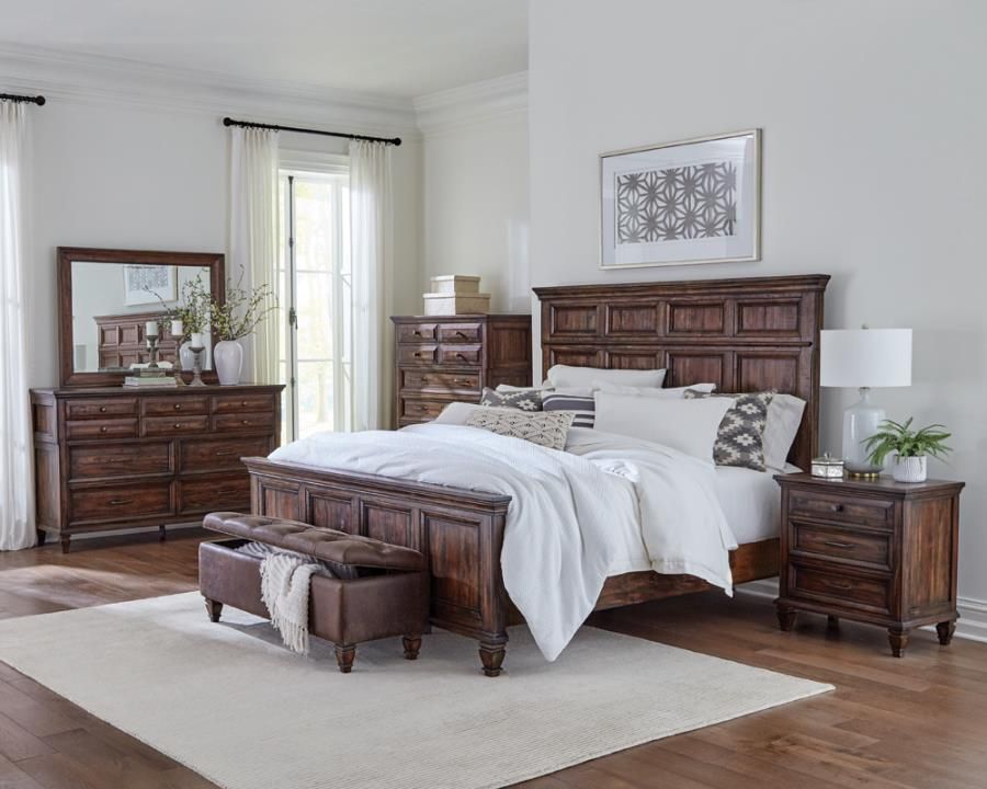 Avenue - 5 Piece Queen Bedroom Set - Weathered Burnished Brown