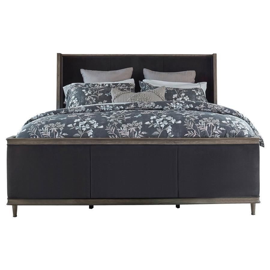 Alderwood - Eastern King Upholstered Panel Bed - Charcoal Gray