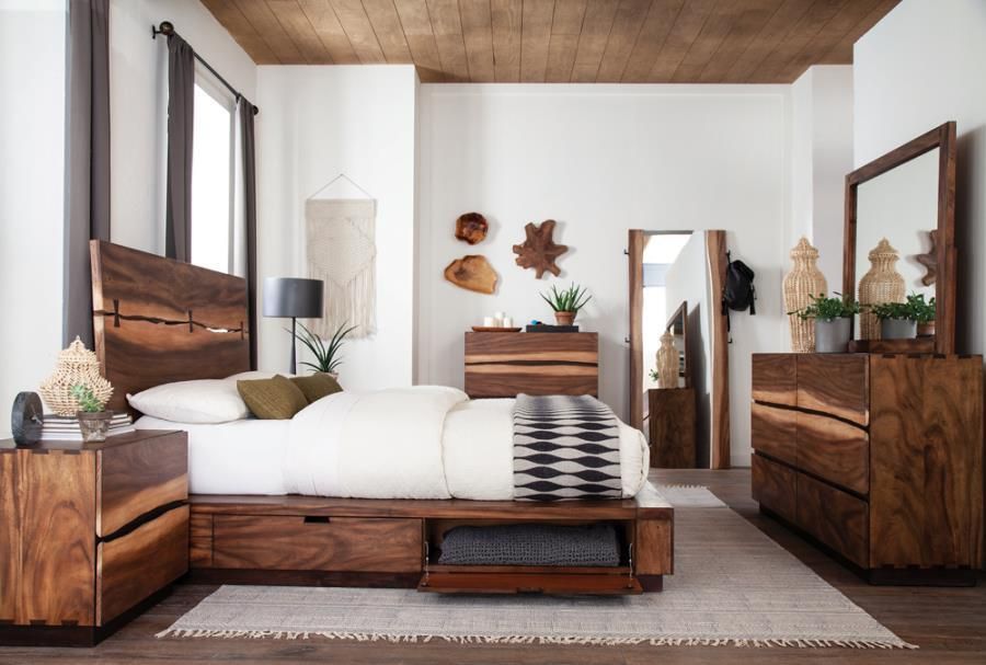Winslow - 5 Piece Queen Storage Bedroom Set - Smokey Walnut
