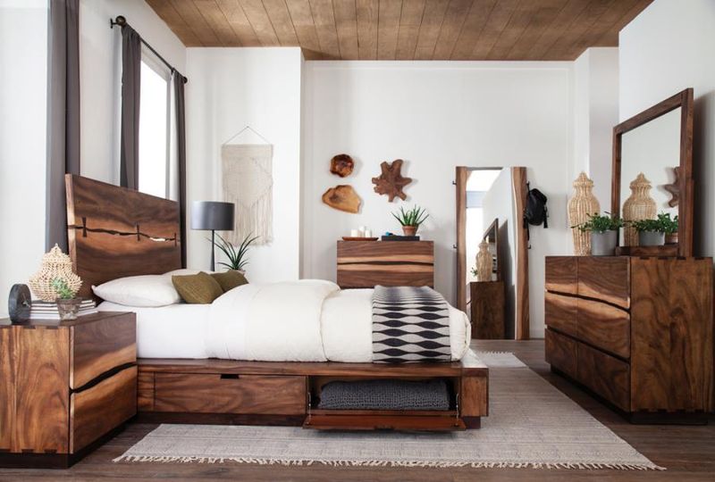 Winslow - 5 Piece Queen Storage Bedroom Set - Smokey Walnut