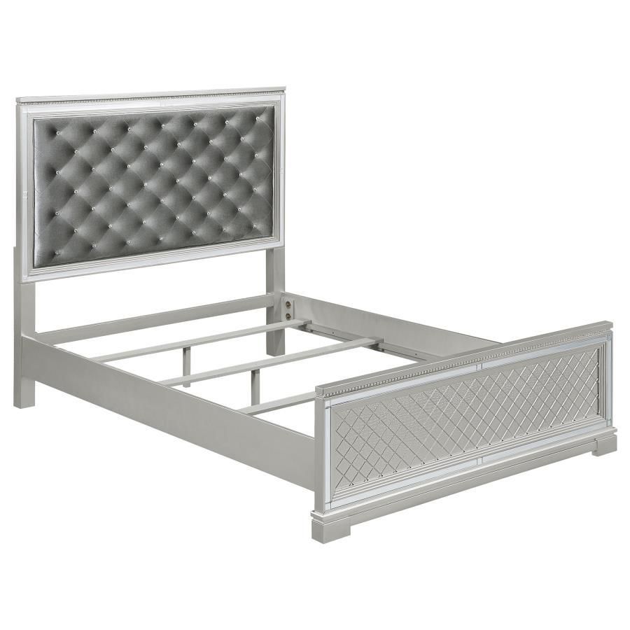 Eleanor - Queen Upholstered Tufted Bed - Metallic