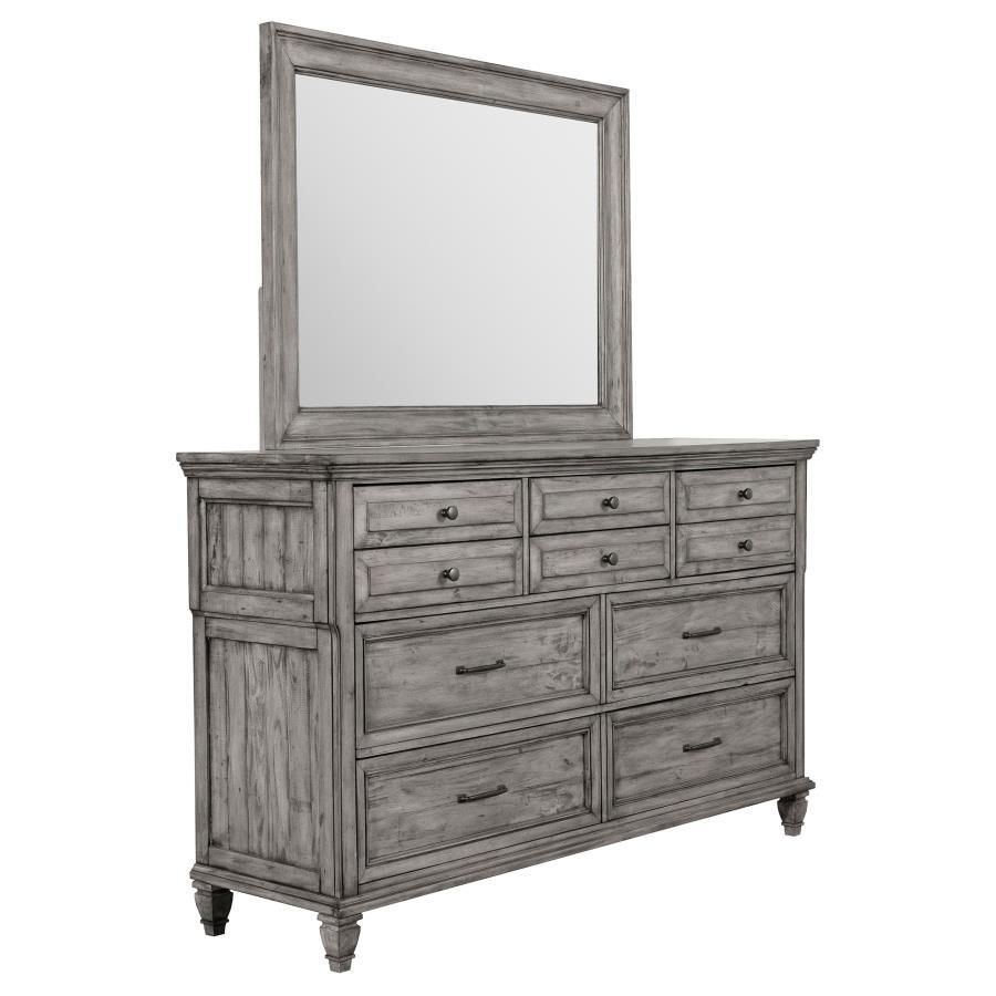 Avenue - 8-Drawer Rectangular Dresser With Mirror - Grey