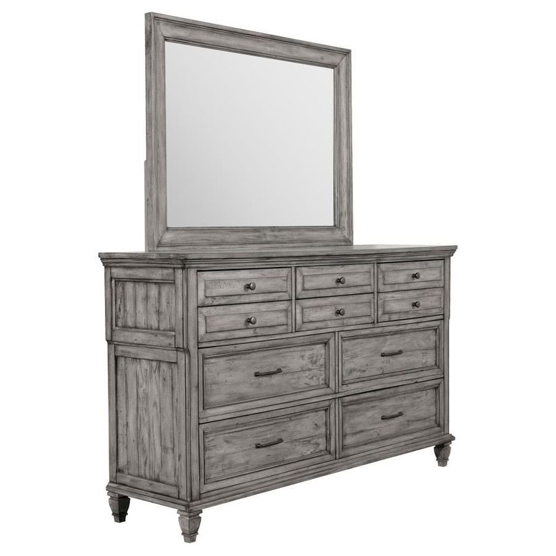 Avenue - 8-Drawer Rectangular Dresser With Mirror - Grey