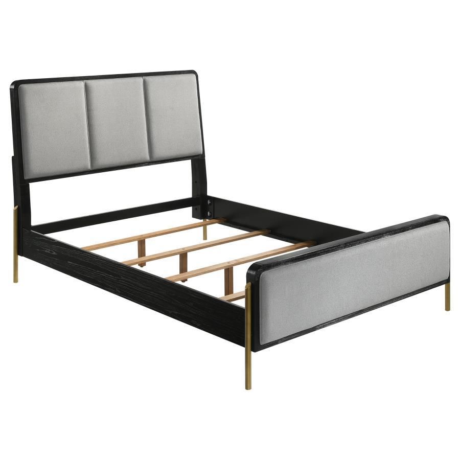 Arini - Eastern King Bed With Upholstered Headboard - Black And Grey