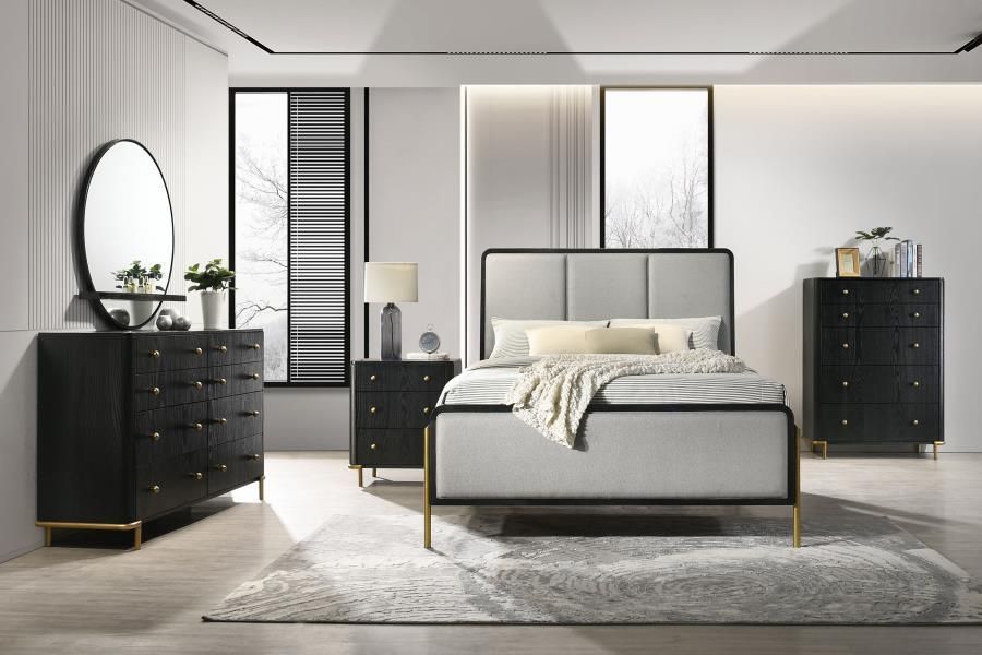 Arini - 5 Piece Eastern King Bedroom Set - Black And Grey