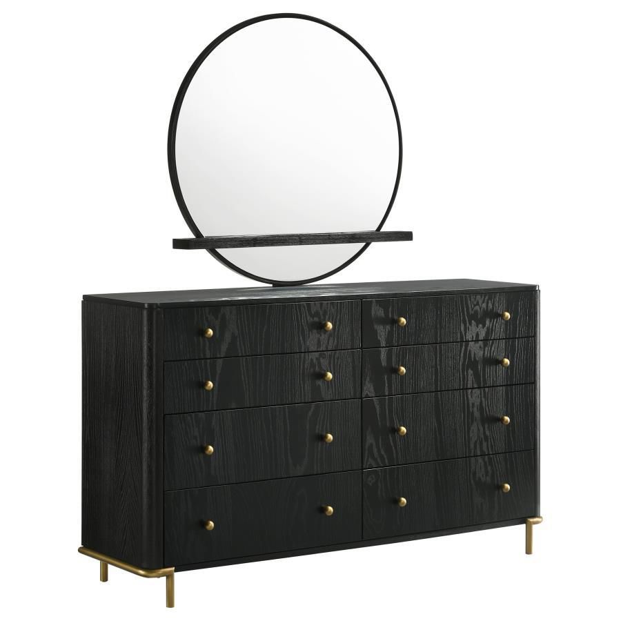 Arini - 8-Drawer Bedroom Dresser With Mirror - Black