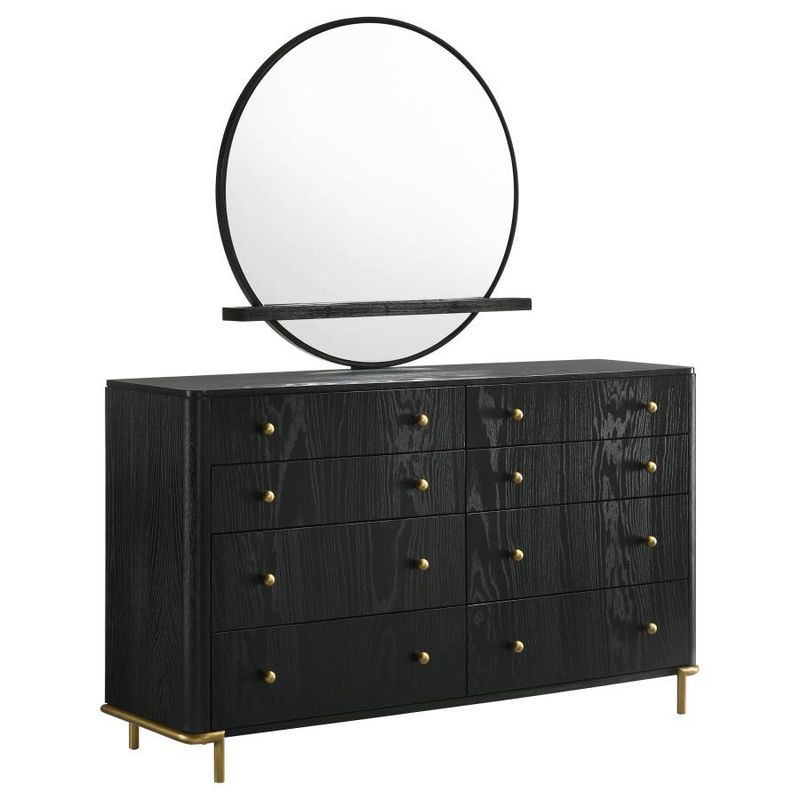 Arini - 8-Drawer Bedroom Dresser With Mirror - Black